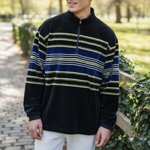 Vintage Fila Sport Velour 1/4 Zip Pullover Men Sz M Collectible Rugby Spell Out